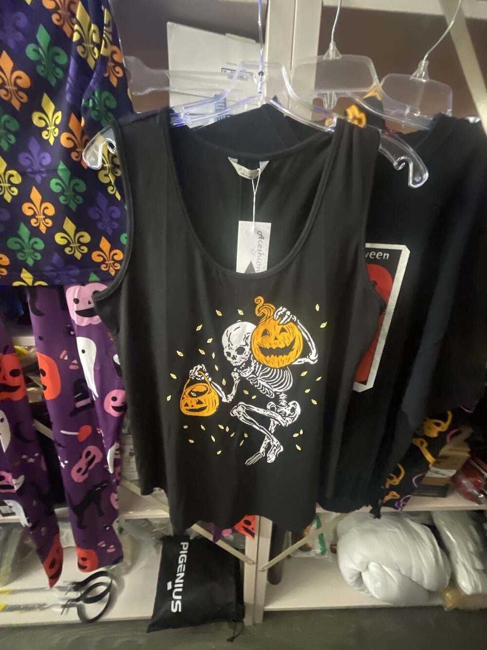 Aceshion Tank Top Size L Black Skeleton Pumpkin Halloween